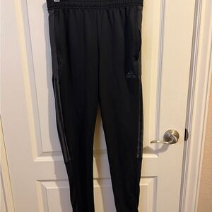 Adidas Kids Black Joggers with Gray Accents
